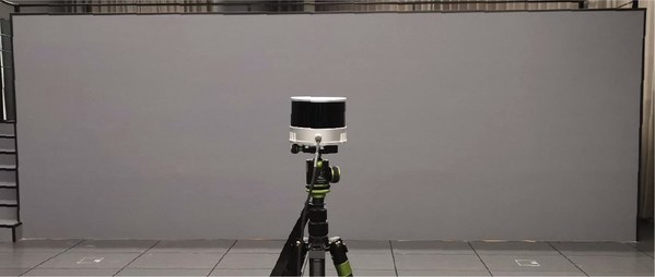 PandarXT scanning a wall at 6 m to measure wall thickness