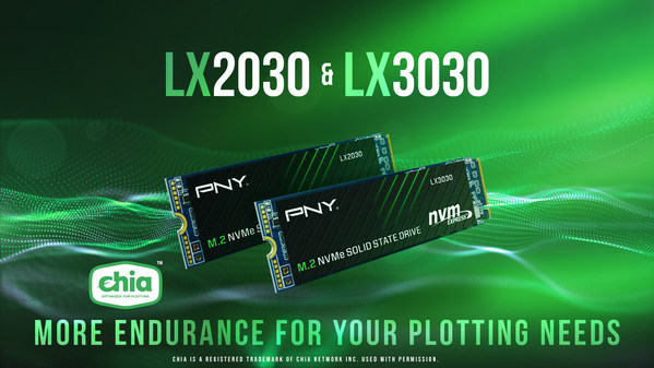 PNY、LX2030 とLX3030シリーズM.2 NVMeソリッドステートドライブを発表：Chia(R)プロッティング向け耐久性を向上した製品の登場