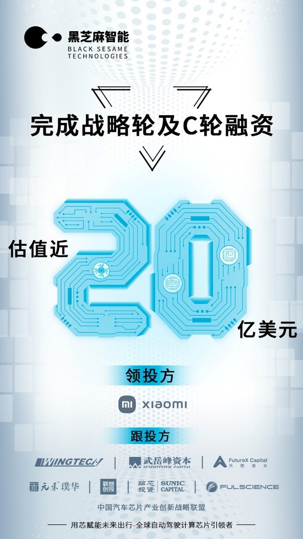 黑芝麻智能完成數億美元戰略輪及C輪融資