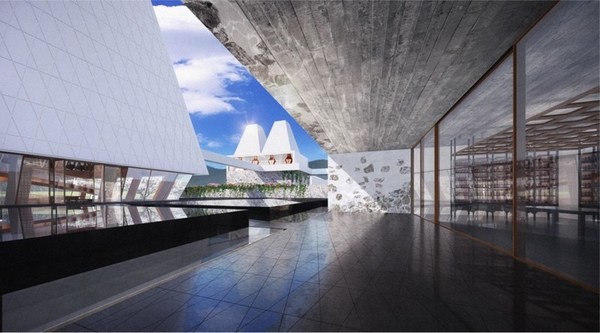 Diageo Eryuan Malt Distillery Visitor Centre Reception with view of Copper Stills; the distillery will access natural spring water that is a source for Erhai Lake.