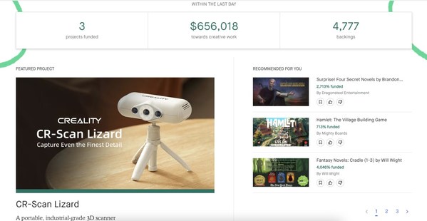 CR-Scan Lizardのクラウドファンディングキャンペーンが、持続的なCrealityのトレンド主導で間もなく終了