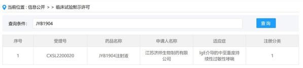 濟民可信lgE抗體藥物IND獲CDE批準