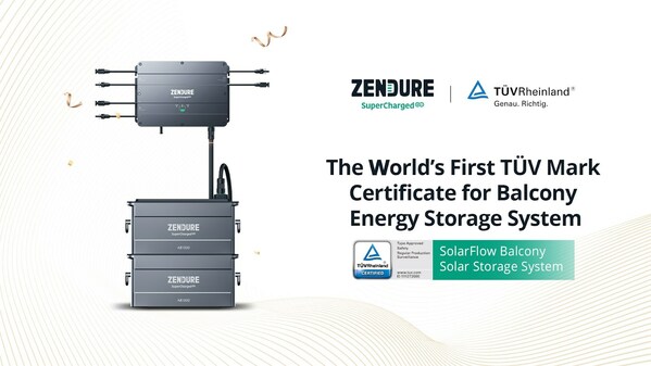 Zendure的SolarFlow成為首個榮獲TüV認證標志的陽臺儲能系統