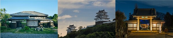 左：MUJI鴨川百年古民家；中：平戶城城堡；右：寺廟宿坊