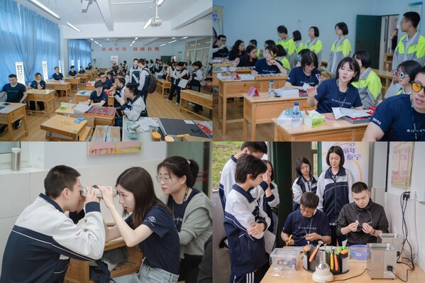 志愿者們為當地學生提供免費驗光和配鏡服務