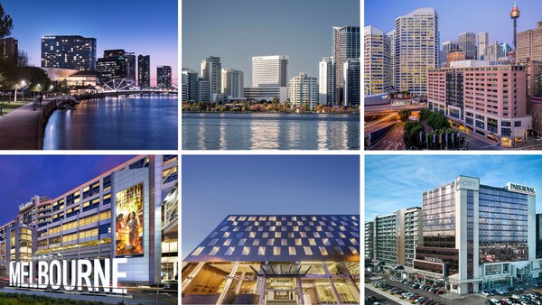 Pan Pacific Hotels Group's portfolio in Australia (from left to right): Pan Pacific Melbourne; Pan Pacific Perth; PARKROYAL Darling Harbour Sydney; PARKROYAL Melbourne Airport; PARKROYAL Parramatta Sydney and PARKROYAL Monash Melbourne.