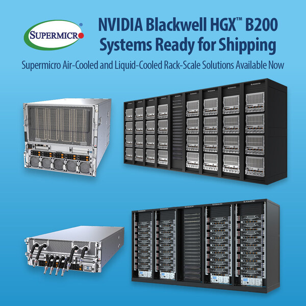 超微公司利用 NVIDIA HGX B200 全面提高 NVIDIA Blackwell 機架級解決方案的產量