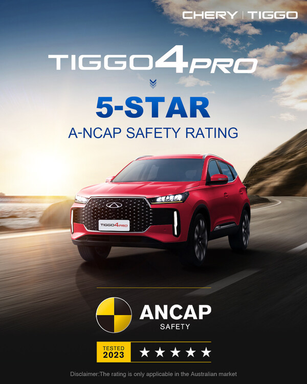The Australian version of Tiggo 4 Pro has earned a 5-star ANCAP safety rating