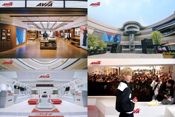 左上：AVIA南昌首店/左下：AVIA TOP飛行概念店/右上：中央花園舞臺/右下：AVIA愛威亞攜手品牌全球代言人揭幕南昌首店