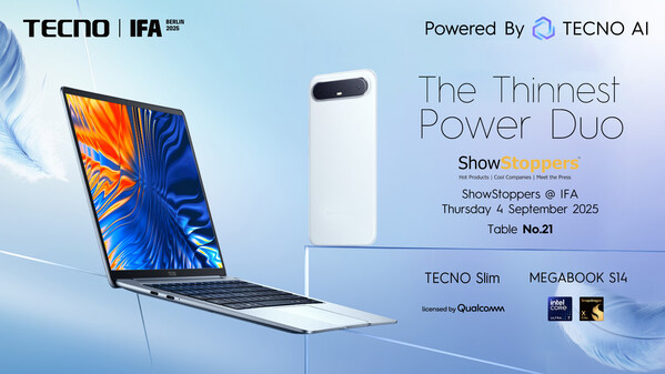 TECNO will present “The Thinnest Power Duo” at IFA ShowStoppers 2025