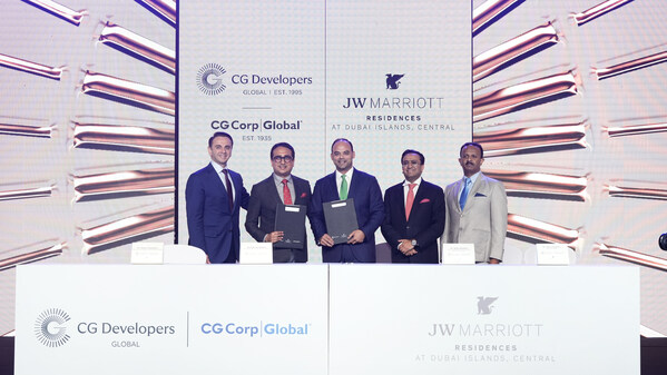 L to R: Erden Kendigelen, Marriott International Regional Vice President, Rahul Chaudhary, MD, CG Corp Global & CGDevelopers Global, Jaidev Menezes, Regional Vice President, Mixed-Use Development (EMEA) Marriott International, Varun Chaudhary, MD, Corp Global, Jismon Thomas, Development Manager & CFO, CG Developers Global